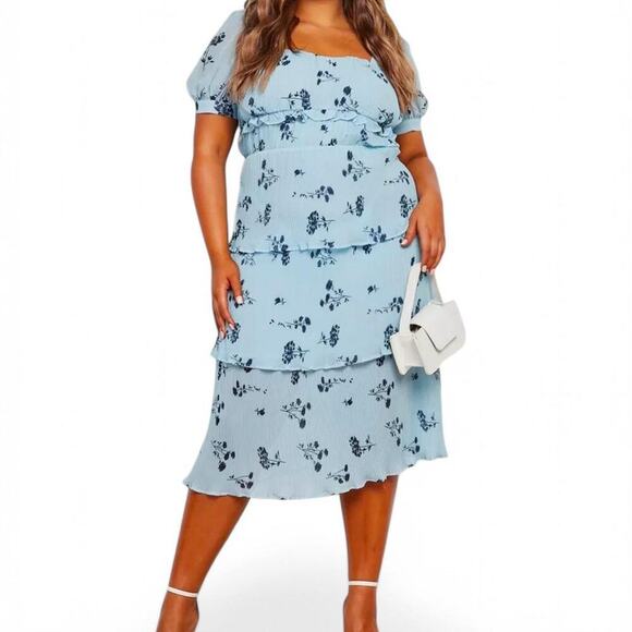 Plus floral plisse tiered frill - Picture 3 of 7